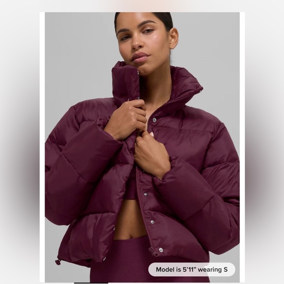 ALO Yoga Jackets & Blazers - Alo Burgundy Gold Rush Cropped Puffer Jacket